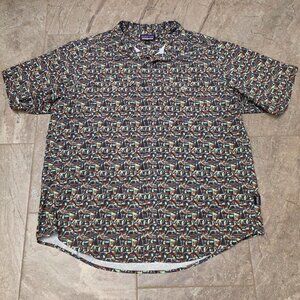 Men's Patagonia UPF 40 Self Guided Hike pattern Shirt lose yourself blue Size XL